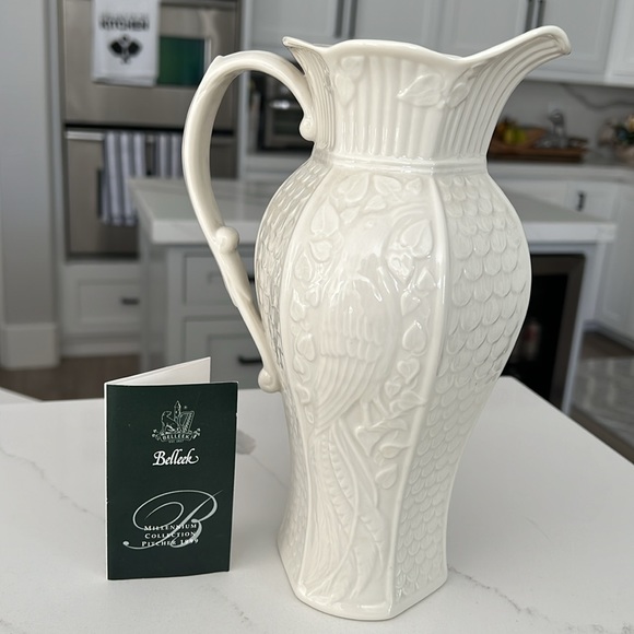 BELLEEK FINE PARIAN CHINA.  10.5" PITCHER FROM THE MILLENNIUM COLLECTION. - Picture 4 of 6